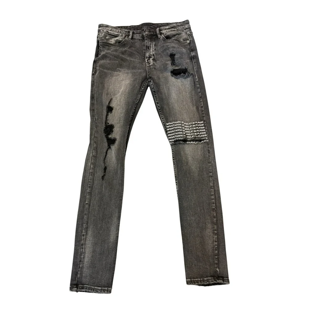 KSUBI Men's Washed black Ripped Van Winkle Loyalty Streets Pants Jeans size 34